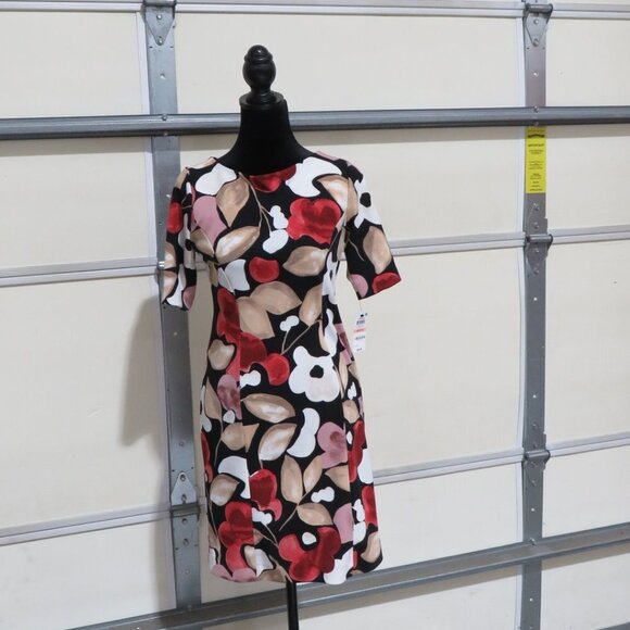 BOGO Alfani Dress petite Taupe Pink Black Red White abstract 2P short sleeve - Picture 1 of 7